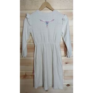 1970s Health-Tex Dress Girl's Belted Ruffle Long Sleeve Ivory Size 14